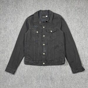 BDG Distressed Black Denim Jacket Womens Medium 0371